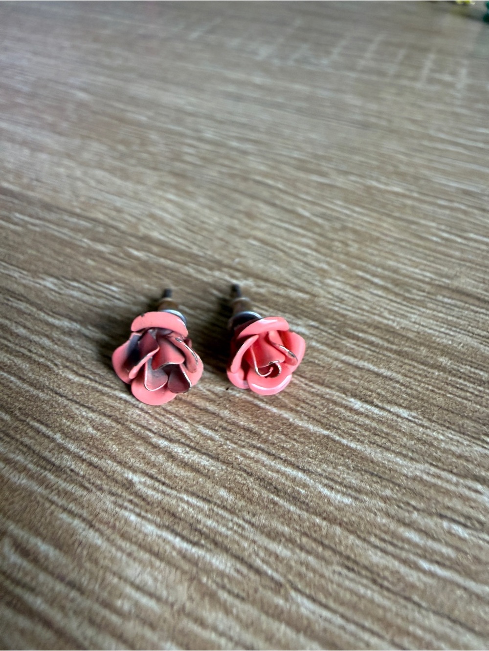 Pink Rose Stud Earrings